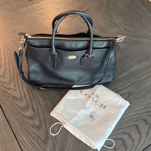 Coach Morgan Pebble soft leather saddle shoulder bag,  metal feet, dust bag/tag